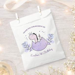 Dinosaur Birthday Party Pink Purple Thank You Favour Bags