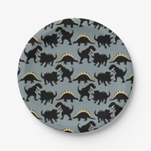 Dinosaur Birthday Party Plates Gold