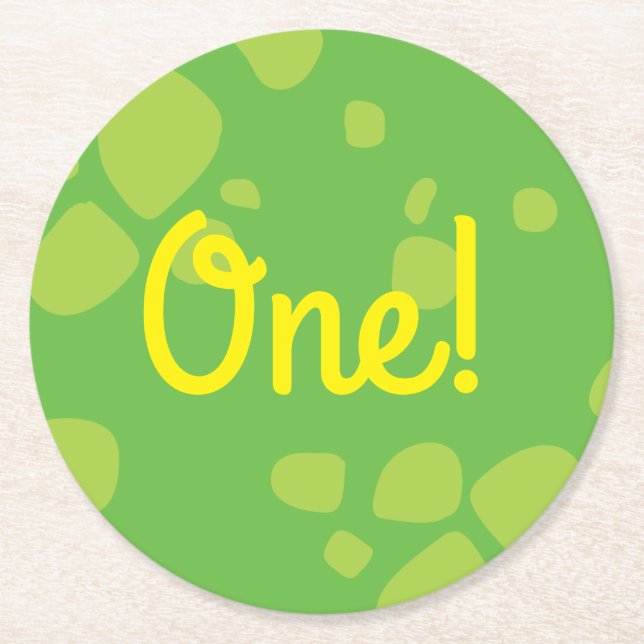 Dinosaur Birthday PArty Round Paper Coaster (Front)