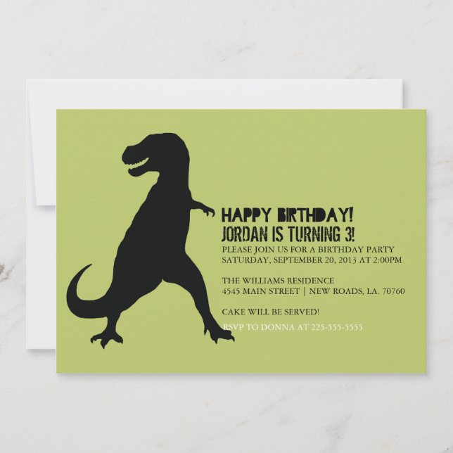 Dinosaur Birthday Party | T-Rex Invitation (Front)