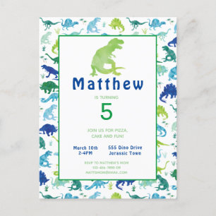 Dinosaur Birthday Party T-Rex Kids Invitation Postcard