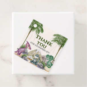 Dinosaur Birthday Party T-rex Watercolor Favour Tags