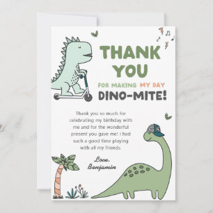 Dinosaur Birthday Party Thank you Card