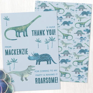 Dinosaur Birthday Party Thank You Card