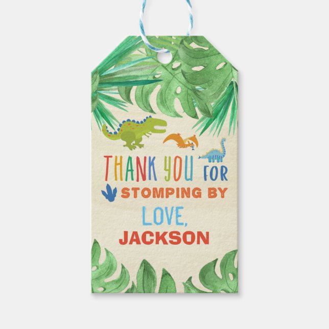 Dinosaur Birthday Party Thank You Favour Tag (Front)