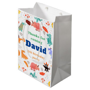 Dinosaur birthday party themed paper  medium gift bag