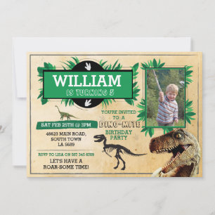 Dinosaur Birthday Party TRex Dino Dig Photo Invite