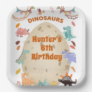 Dinosaur Birthday Party with Giant Dino Egg  Paper Plate