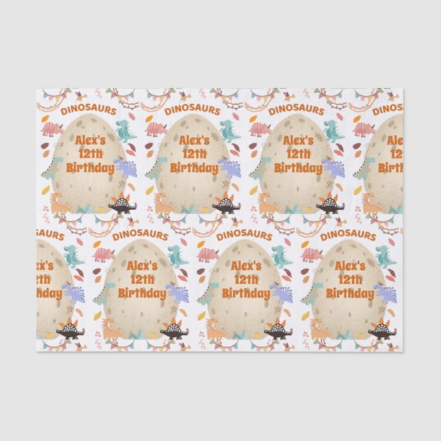 Dinosaur Birthday Party with Giant Dino Egg   Tissue Paper (Front)