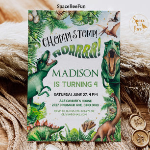 Dinosaur Birthday Patty Invitation Boy Safari Dino