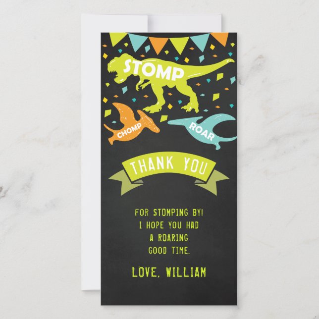 Dinosaur Birthday Personalised Thank You Card (Front)