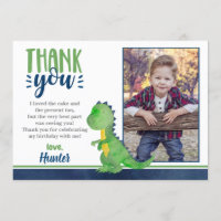 Dinosaur Birthday Photo Thank You Card