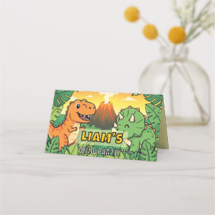 Dinosaur Birthday Place Card Cute Dino Name Tent