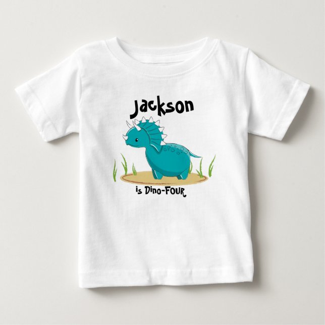 Dinosaur Birthday Shirt 4 Years Old (Front)