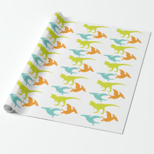 Dinosaur Birthday silhouette Wrapping Paper
