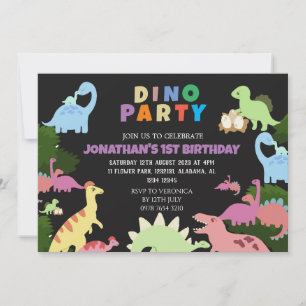 Dinosaur Birthday Simple Cute First Birthday Baby Invitation