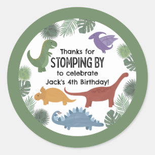 Dinosaur Birthday Stickers for Favours or Envelope