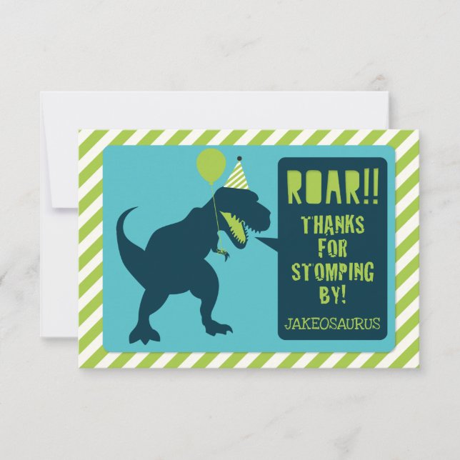 Dinosaur Birthday Thank You Card (Front)
