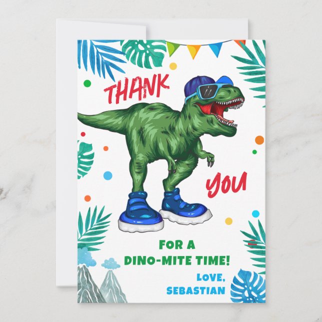 Dinosaur Birthday Thank You Card (Front)
