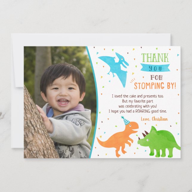 Dinosaur Birthday Thank You Cards (Front)