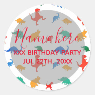 Dinosaur Birthday Thank you Classic Round Sticker