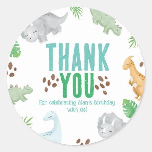 Dinosaur birthday thank you favour bag Sticker