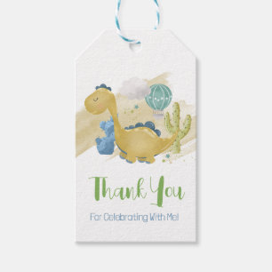 Dinosaur Birthday Thank You Favour Tag Pastel Boy