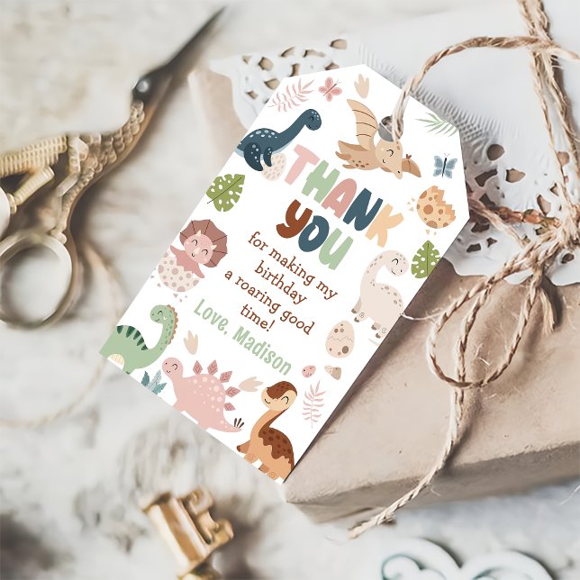 Dinosaur Birthday Thank You Gift Tags (Creator Uploaded)