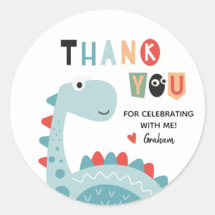 Dinosaur Birthday Thank Your Classic Round Sticker
