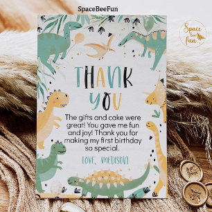 Dinosaur Birthday Three Rex Thank you Boy Dino Invitation