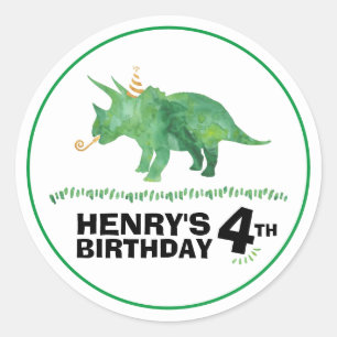 Dinosaur Birthday Triceratops Sticker