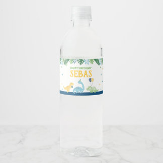 Dinosaur Birthday Water Bottle Label