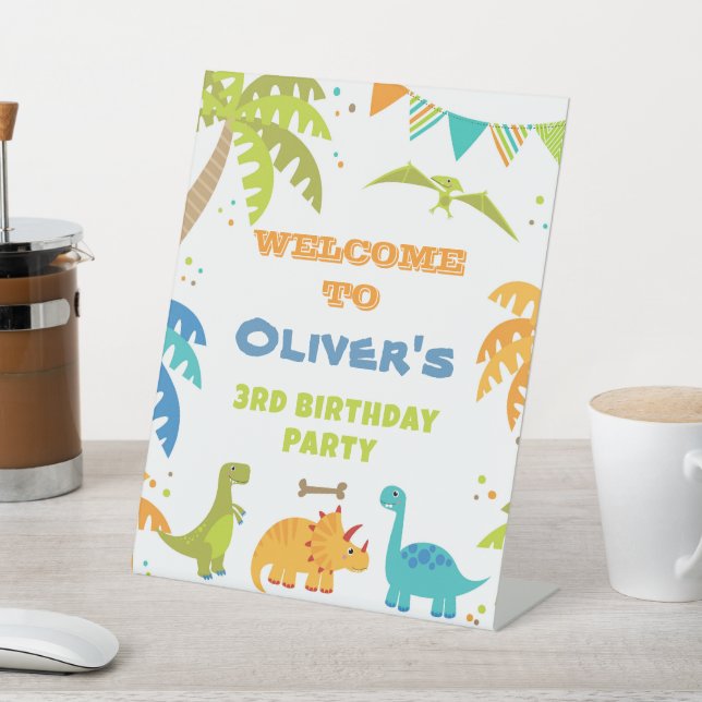 Dinosaur Birthday, Welcome Pedestal Sign (In SItu)
