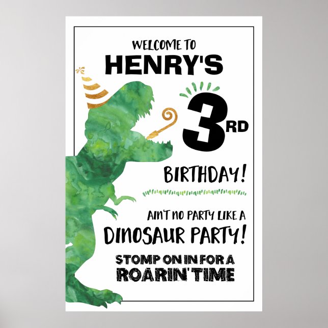 Dinosaur Birthday Welcome Sign (Front)