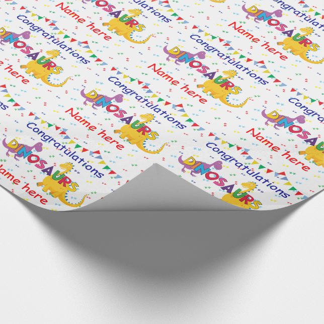 Dinosaur Birthday wrapping paper (Corner)
