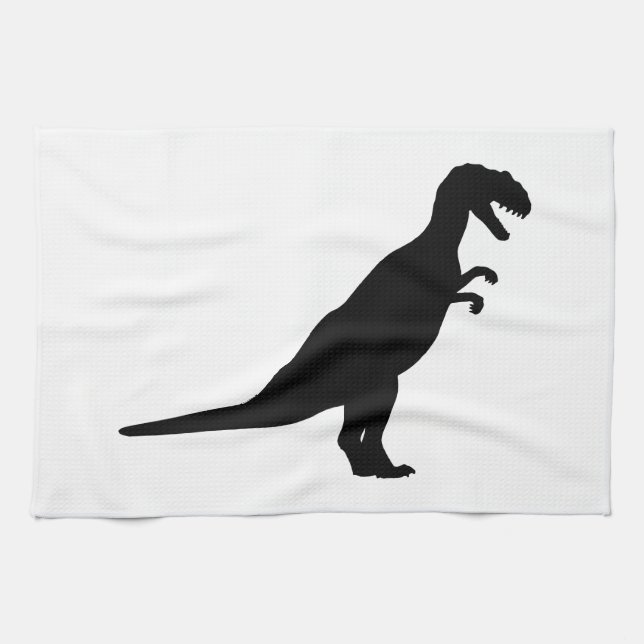 Dinosaur Black Tea Towel (Horizontal)
