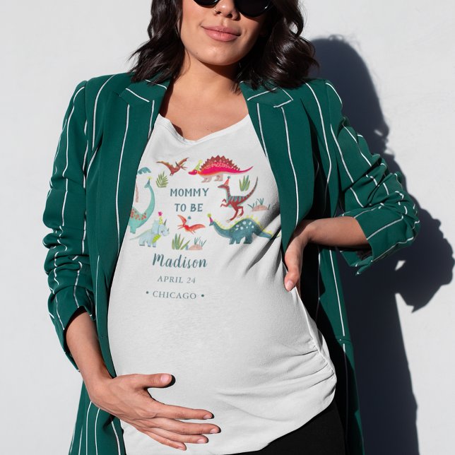 Dinosaur blue baby shower mummy to be party T-Shirt (Mommy to be dinosaur t-shirt)