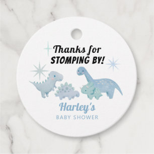 Dinosaur Blue Baby Shower Stomping By  Favour Tags