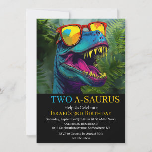 Dinosaur Blue Birthday Celebration Invitation