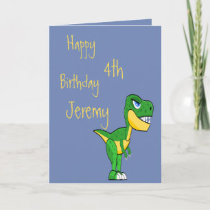 Dinosaur Blue Cute Boys Age Birthday Card