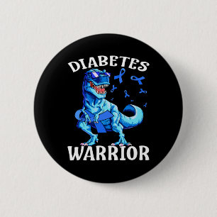 Dinosaur Blue Ribbon T1d Type 1 Diabetes Awareness 6 Cm Round Badge