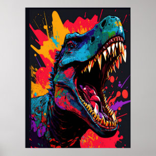 Dinosaur Blue T Rex kids Poster