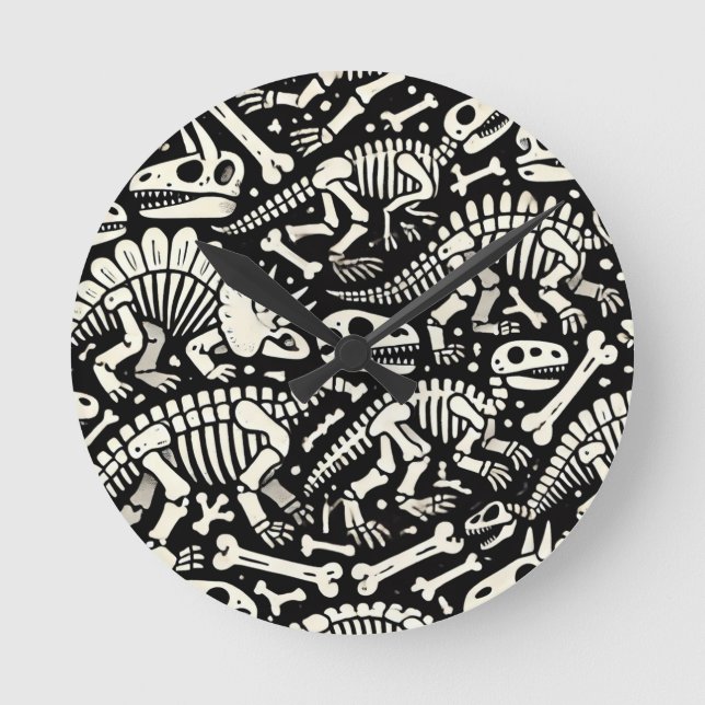 Dinosaur Bone Adventure Round Clock (Front)