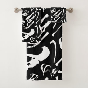 Dinosaur Bones (Black and White) Bath Towel Set
