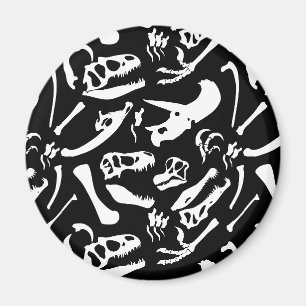 Dinosaur Bones (Black and White)  Magnet