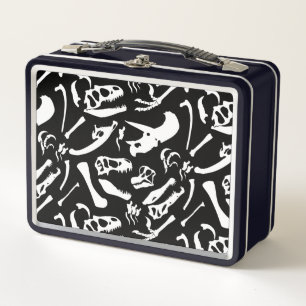 Dinosaur Bones (Black and White) Metal Lunch Box