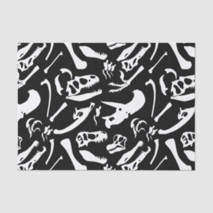 Dinosaur Bones (Black and White)  Tissue Paper