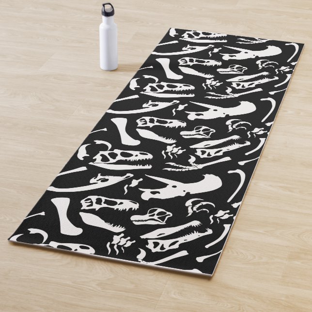 Dinosaur Bones (Black and White) Yoga Mat (In Situ)