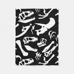 Dinosaur Bones (Black) Fleece Blanket
