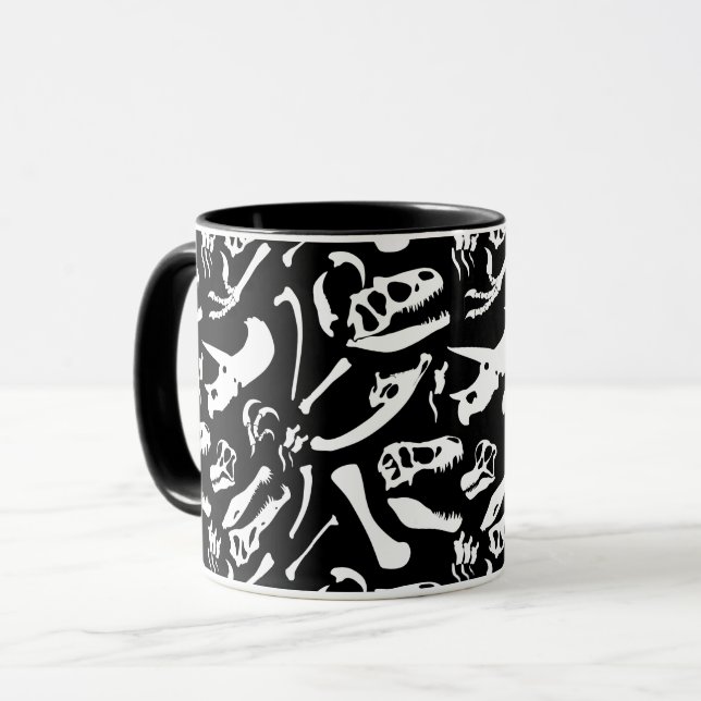 Dinosaur Bones (Black) Mug (Front Left)